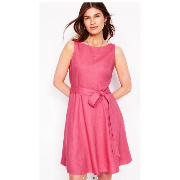 BODEN Women Sleeveless 100% Linen Mini Dress Rose Pink Size 20-22R - Picture 4 of 16